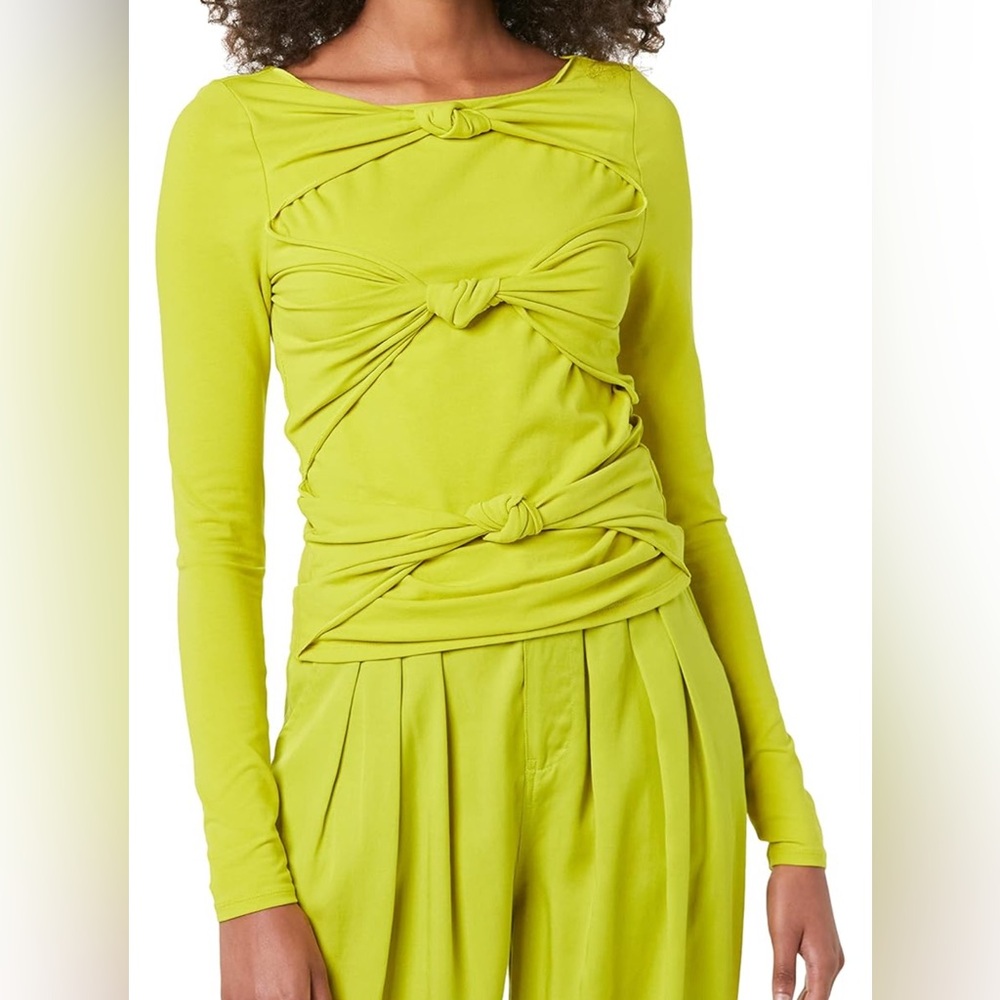 Terea by Andrea Pitter Citronelle Green Knot Front Long Sleeve Top S